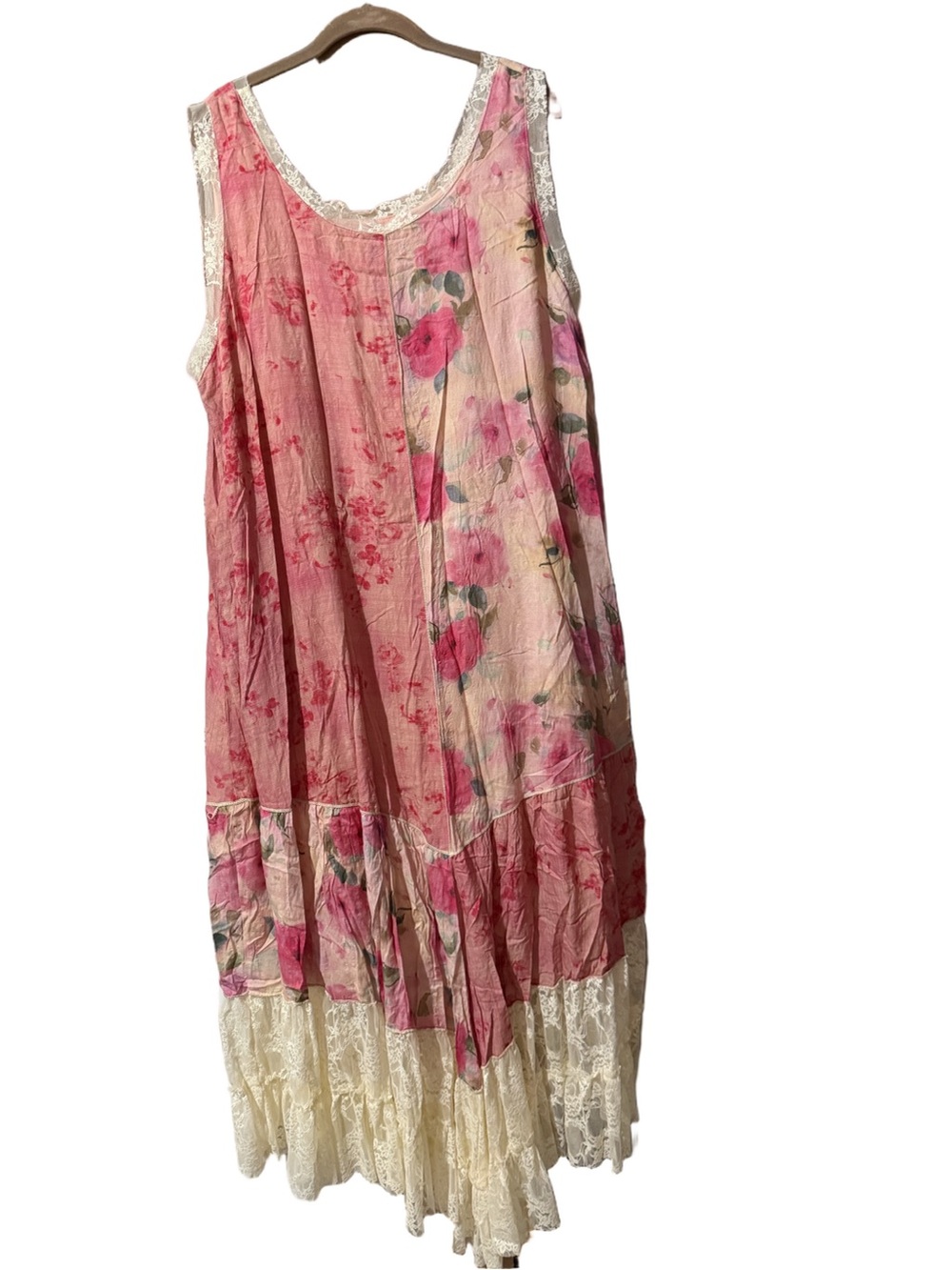 NEW Pink Floral Lace-Trim Maxi Dress — Romantic Sleeveless Gown Size 2X BRB SL - Picture 10 of 14